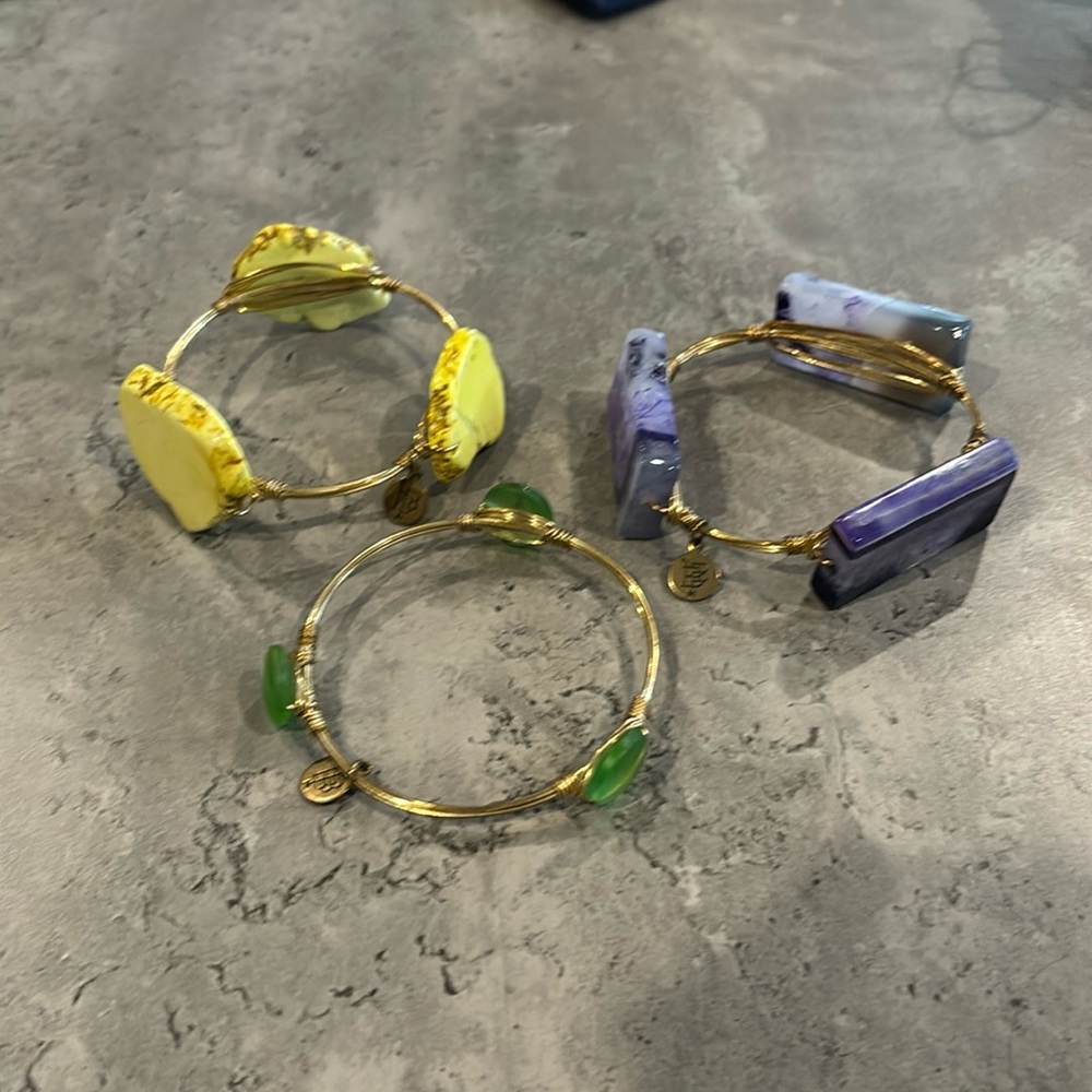 BOGO Bourbon & Bowties gold and stone bangles, set of three